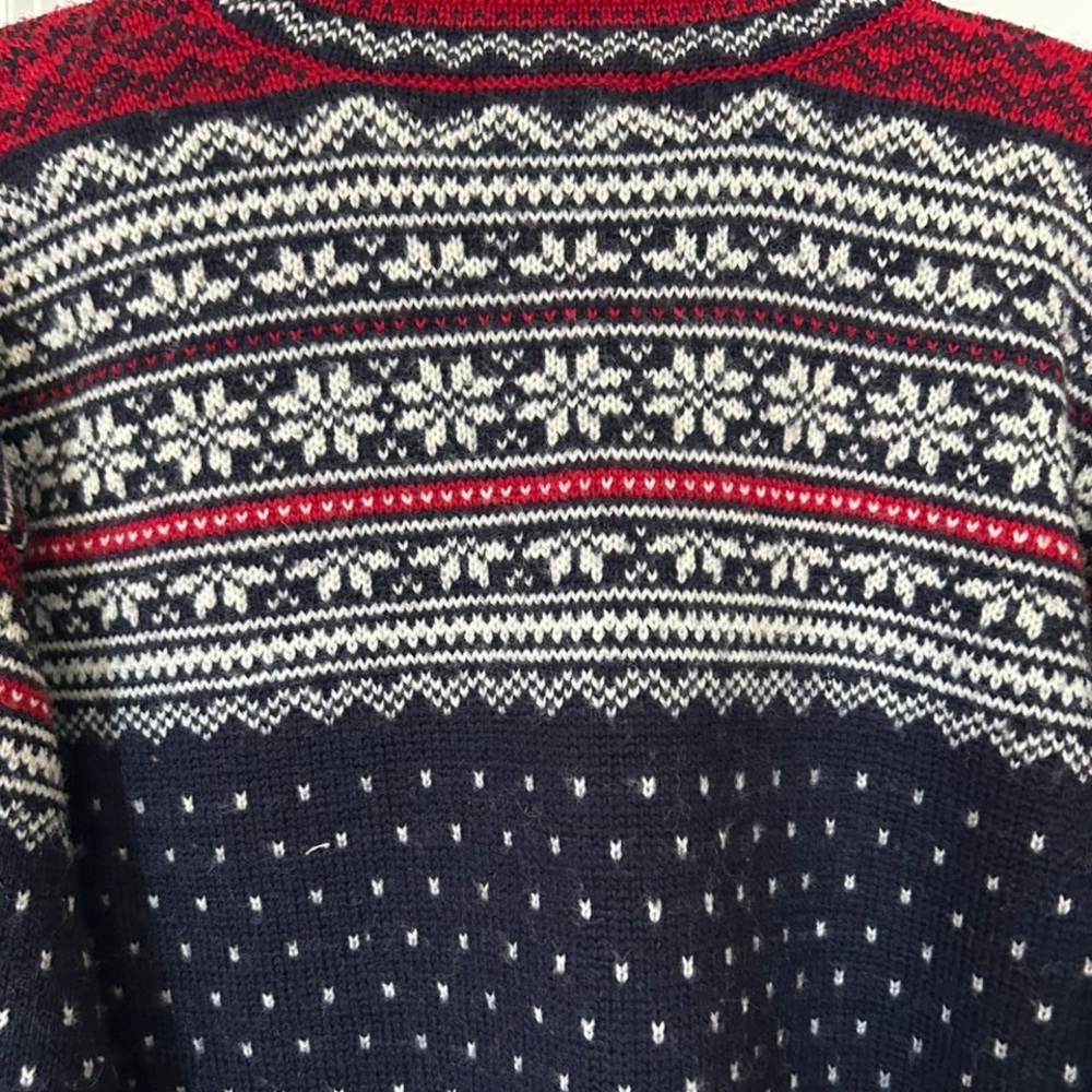 100% Wool Vintage snowflakes Land’s End Unisex Sweater Medium 10-12 - Picture 4 of 8